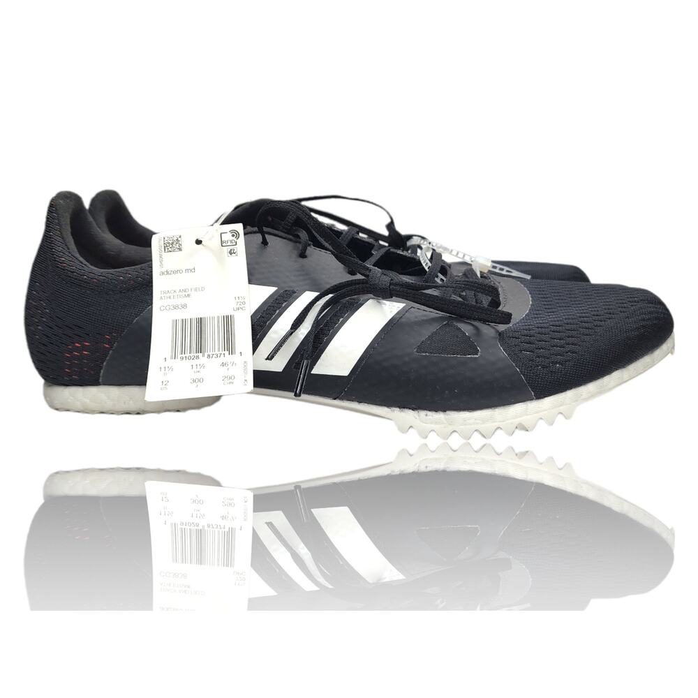 Adidas Adizero MD 'Core Black' Running Cleats 12 US Men